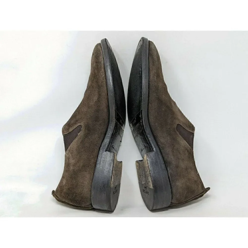 SARTORI GOLD BROWN SUEDE PLAIN TOE ANKLE BOOT HANDMADE IN ITALY MENS SIZE 9.5